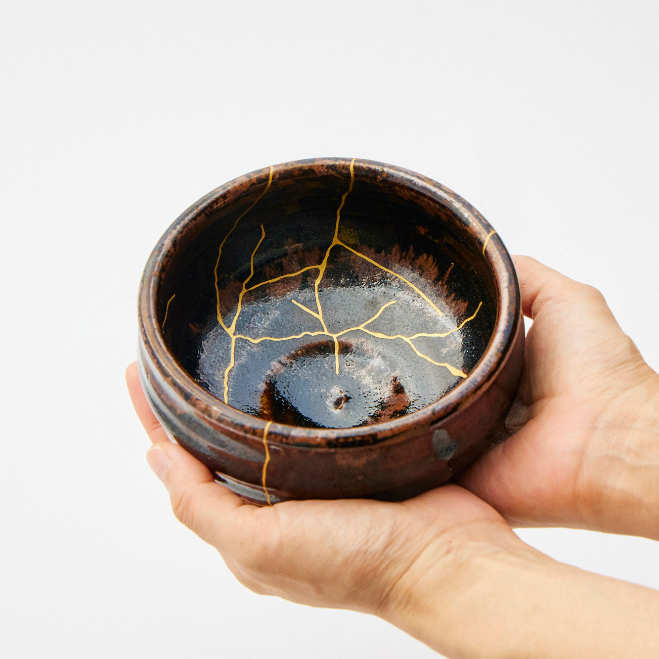 KINTSUGI Tea Ceremony Heritage: Dark Brown Matcha Bowl|Food Safe