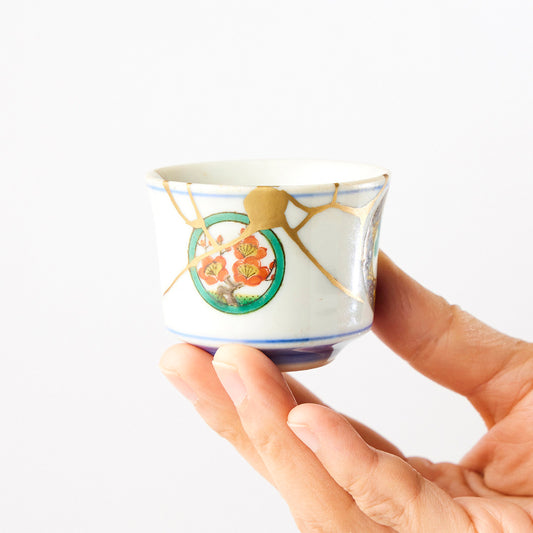 KINTSUGI Kutani Sake Cup Unearthed from an Old Warehouse – A Masterpiece from Ishikawa, Japan|Food Safe