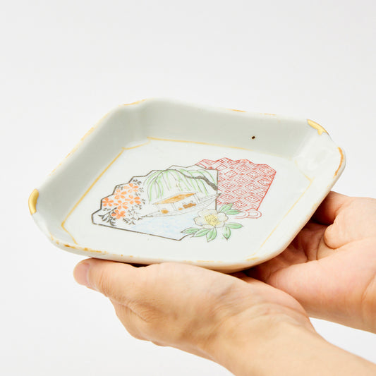 KINTSUGI Willow-Yakatabune Diamond Small Plate|Food Safe
