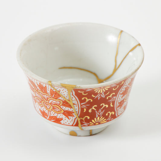 KINTSUGI Kutani Ware Hachiro Sake Cup by Shigeki Yagi, Ishikawa