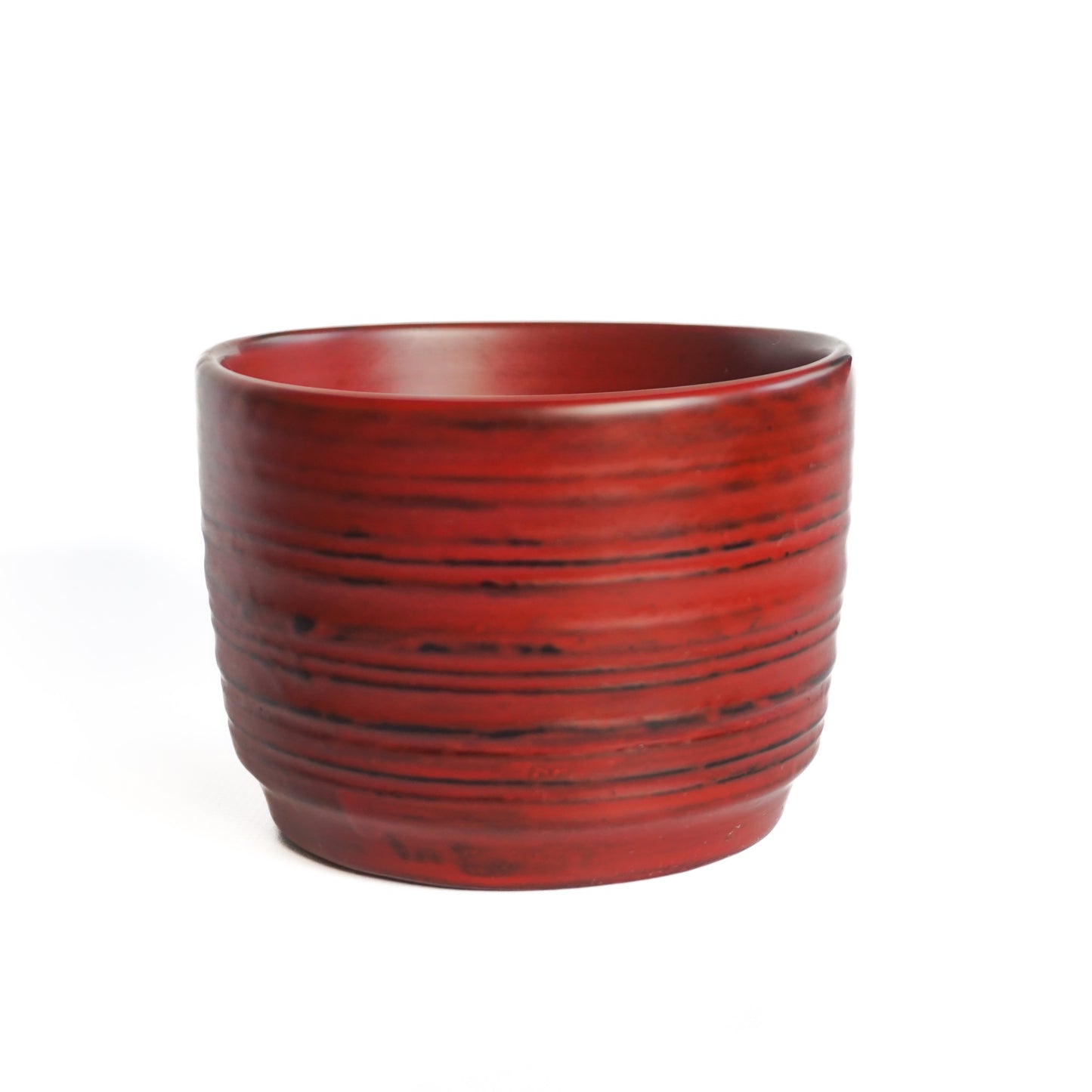 Textured Red Lacquered Cup for Soba - Handcrafted in Japan by Lacquer Master Yagi
