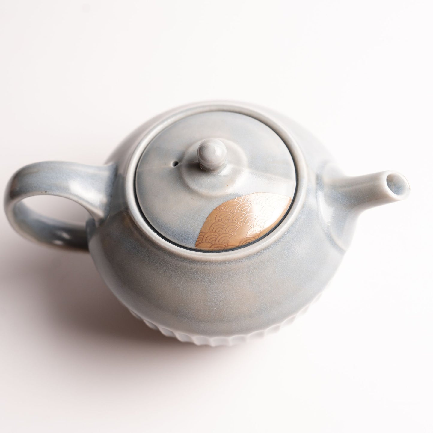 SILVER-TSUGI Teapot with Blue Ocean Wave Maki-e