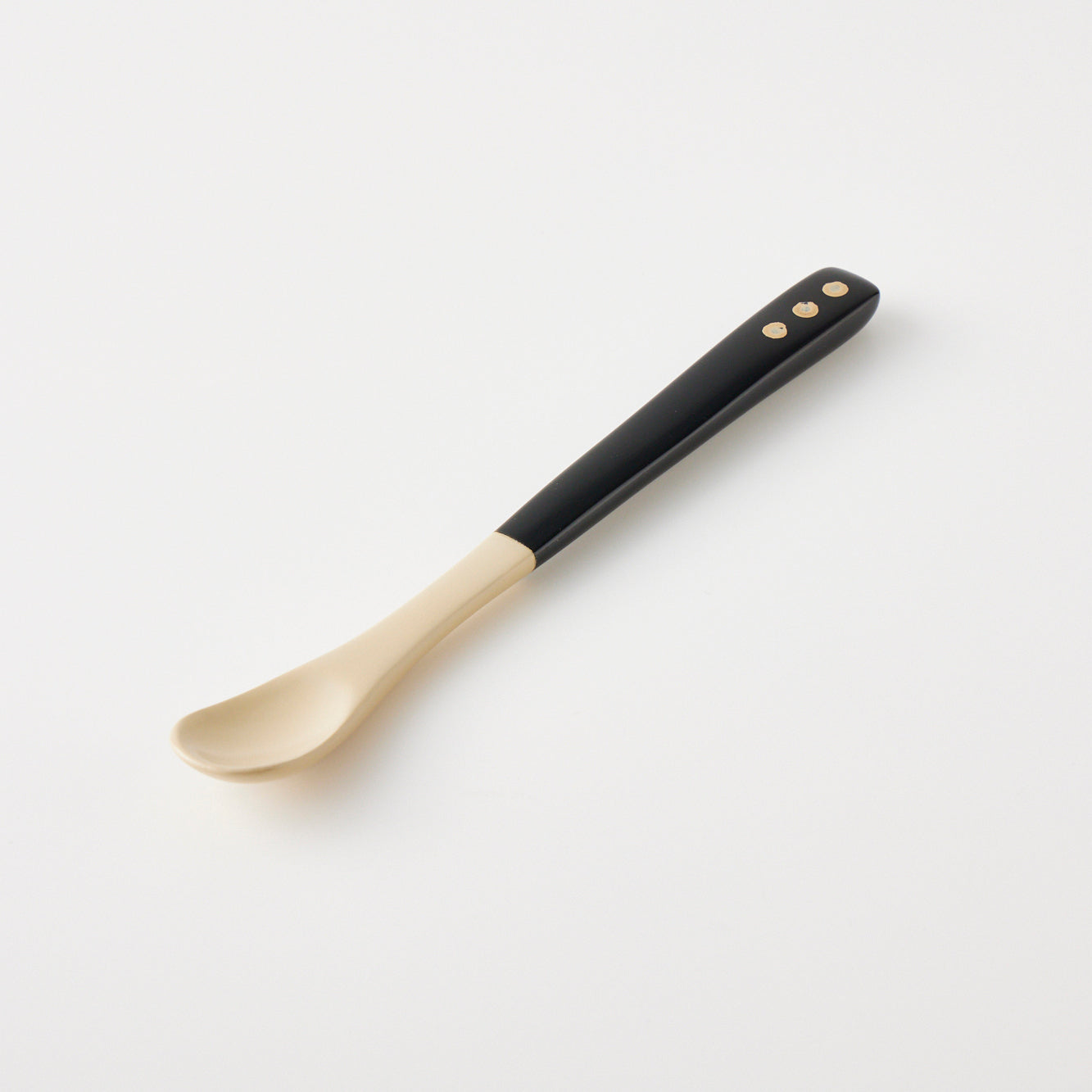 Dessert Spoon – Black & White Urushi Finish｜Available at Ebisu Studio