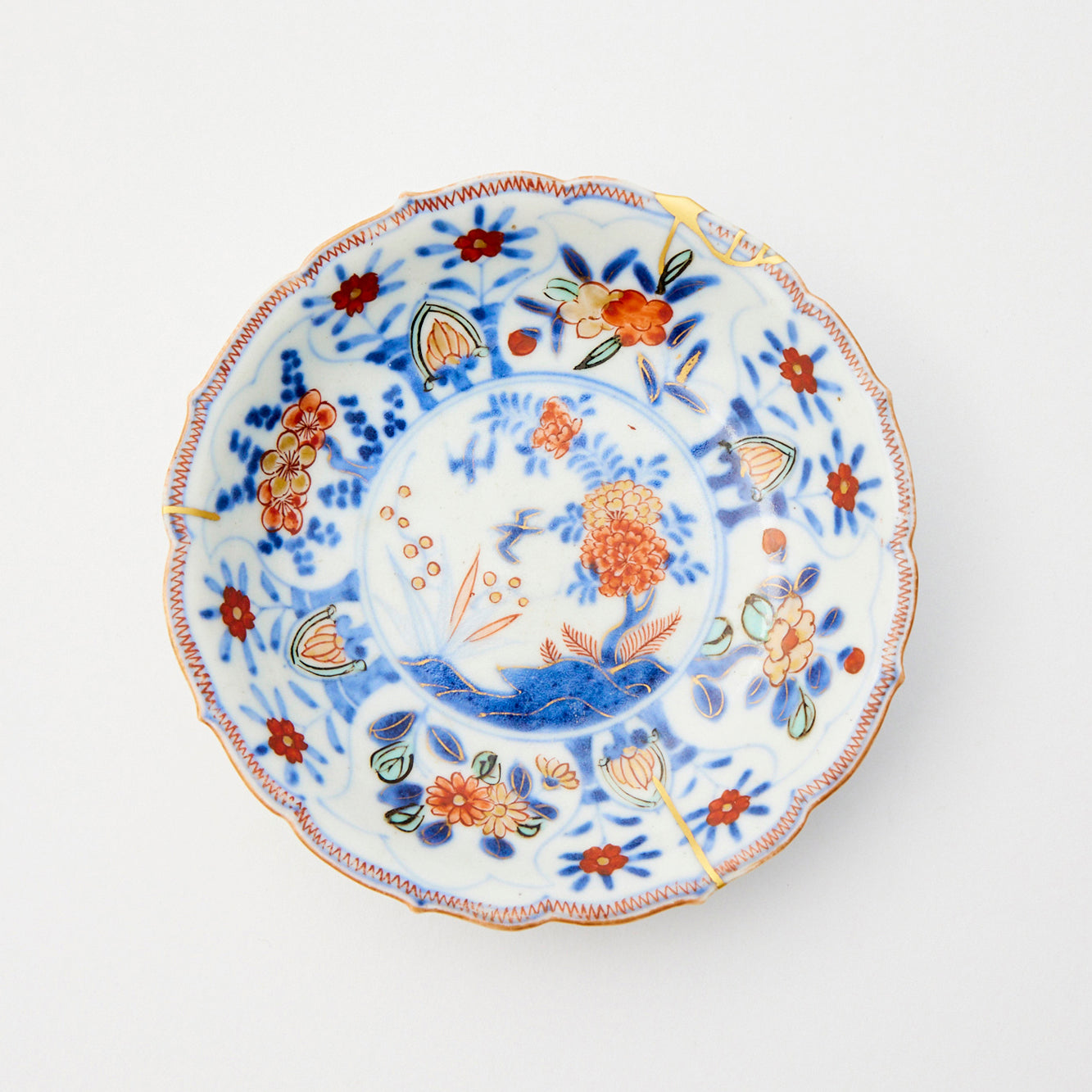 KINTSUGI Floral Basket Imari Small Dish｜Food Safe