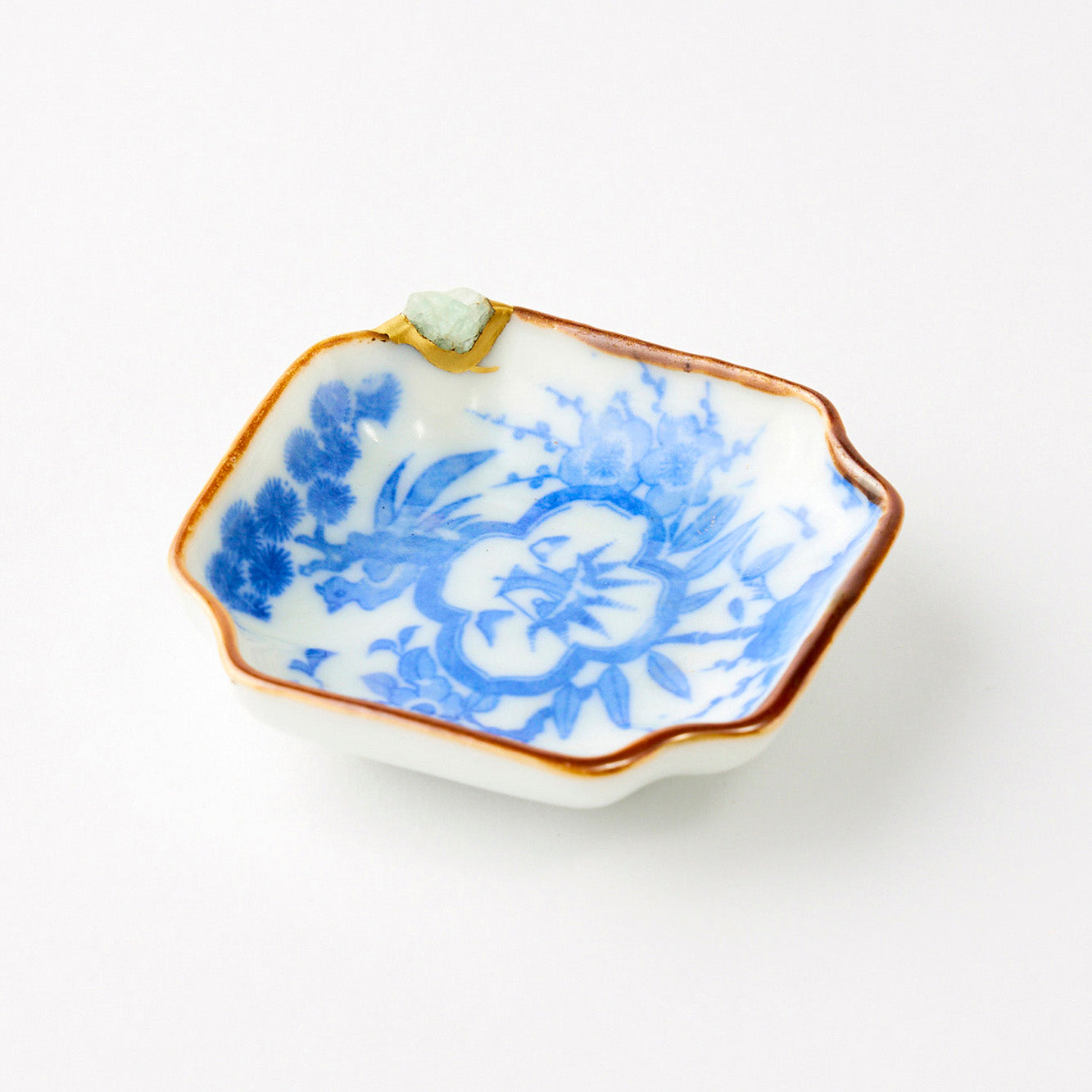KINTSUGI Yobi-tsugi Jade Pebble Gold-Jointed Small Plate｜Food Safe