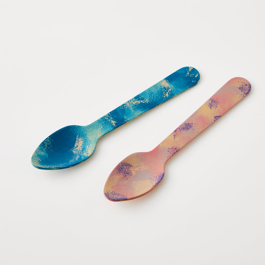 Two-Piece Color Spoon Set Hana Floral Spoon & Tsugaru Strait Waves Spoon｜Available at Ebisu Studio
