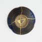 KINTSUGI Small Plate with Triangular Gold Restoration  on Deep Indigo Base