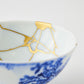KINTSUGI Tea Bowl with Blue Landscape and Cloud-like Gold Repairs｜Available at Ebisu Studio
