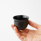 Small Black Urushi Lacquer Sake Cup with Silver Wave Design by Shigeki Yagi – A Masterpiece from Ishikawa, Japan