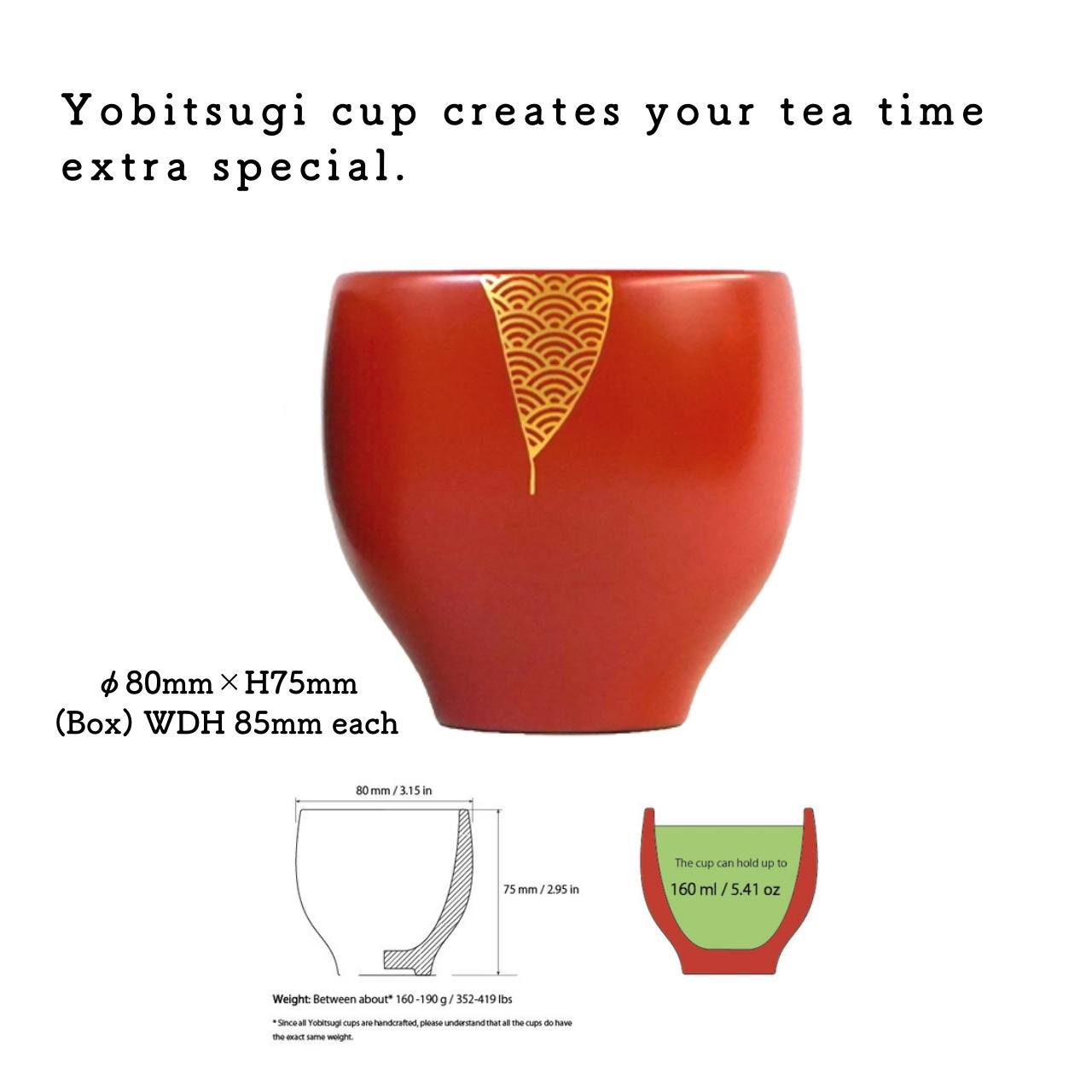 Yobitsugi Cup - Red Lacquered Cup Handcrafted in Japan